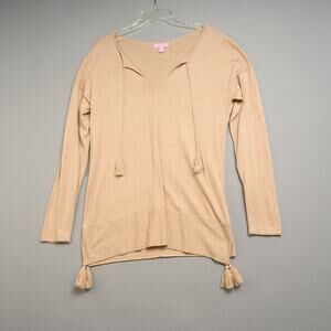 Lilly Pulitzer Sweater Womens M Tunic Pullover Tassel Tie Long Sleeve